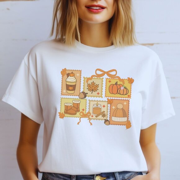 Cozy Season Pumpkin Spice Sweater Weather Graphic Tee Fall Autumn T-Shirt - Picture 1 of 4